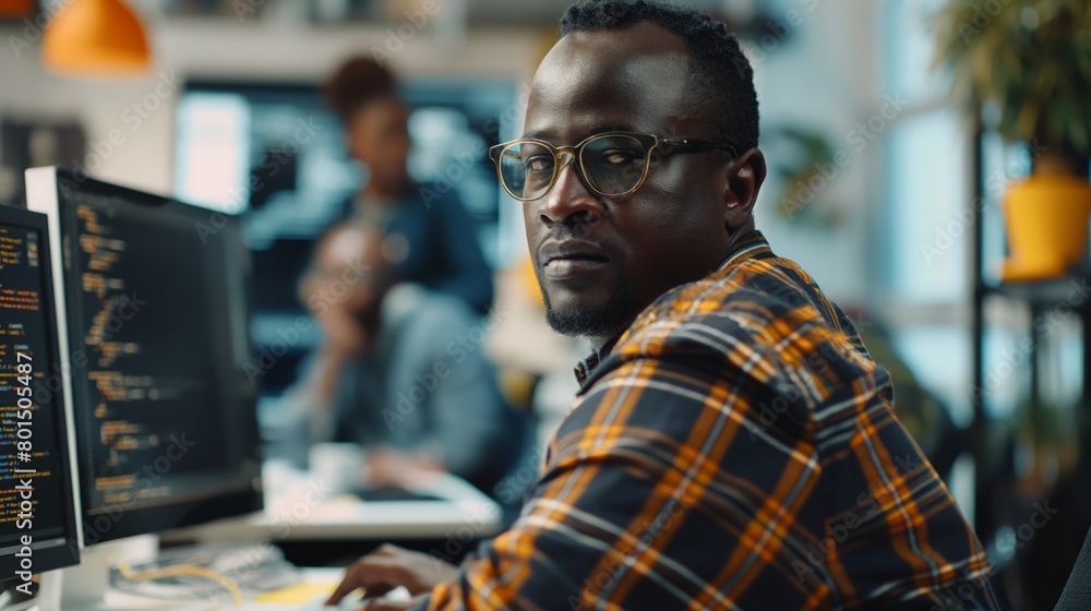 Obraz premium Focused Developer in an Office Setting