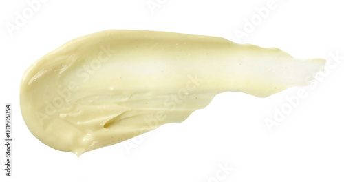 Mayonnaise spread isolated on white, top view, with clipping path