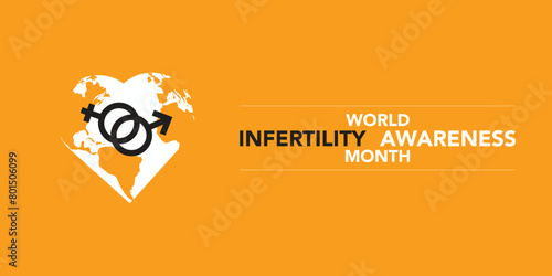 June is World Infertility Awareness Month vector. Pink and blue awareness ribbon with world map silhouette icon vector isolated on a white background. Fertility health design element. Important day