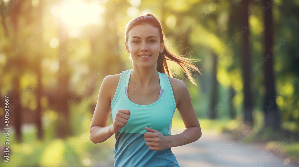 portrait of a young woman jogging in the park, close-up, healthy lifestyle concept portrait of a young woman jogging in the park, close-up, healthy lifestyle concept