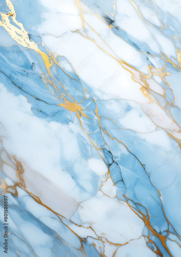 Abstract background with classic white marble veined with rich gold and azure streaks