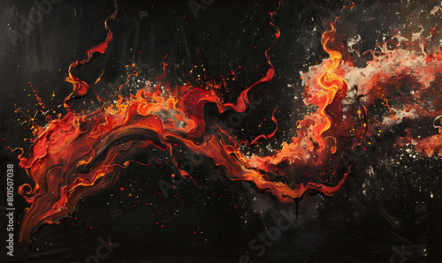 Dynamic abstract painting depicting flames with a striking contrast. Generate AI