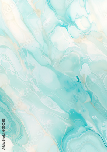 Abstract background with icy marble textures featuring shades of cool mint and white