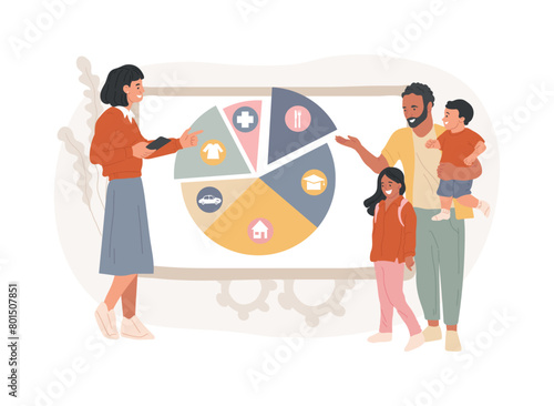 Family budget planning isolated concept vector illustration.