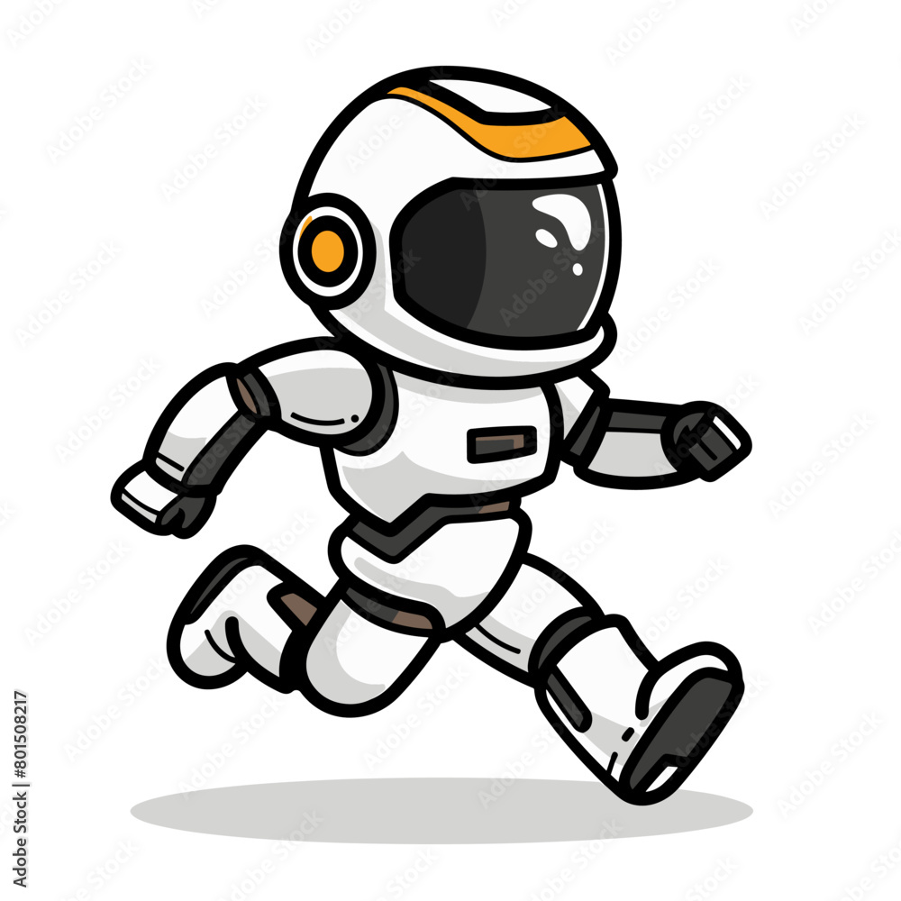 Space Astronaut Running Vector Illustration. Cartoon Spaceman Character.