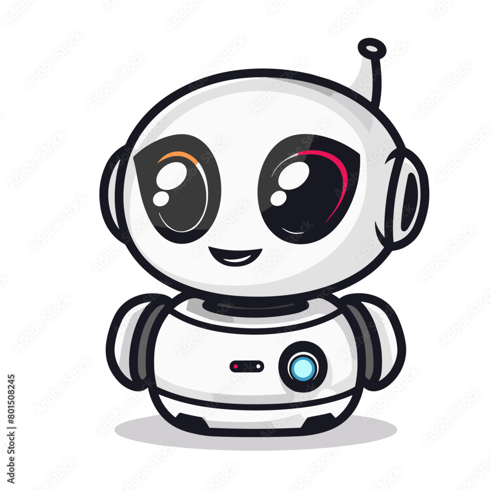 Cute robot character. Vector illustration. Isolated on white background. Cute robot character. Vector illustration. Isolated on white background.