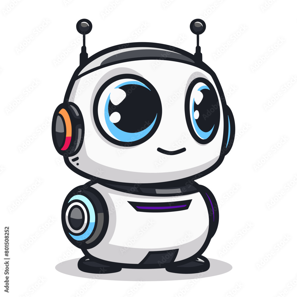 Fototapeta premium Cute robot character in cartoon style vector illustration. Robot concept.
