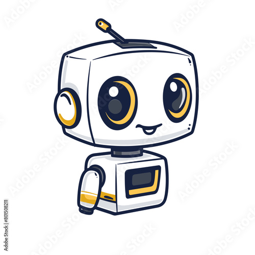 Cute cartoon robot. Isolated on white background. Vector illustration.