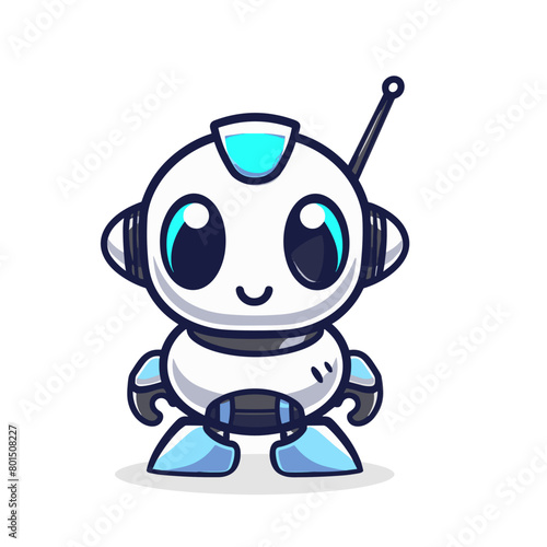 Cute robot cartoon character vector. Cute little robot mascot.