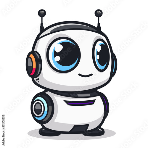 Cute robot character in cartoon style vector illustration. Robot concept.