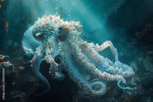 Ethereal Octopus Dwelling in the Mysterious Depths of the Oceanic Abyss