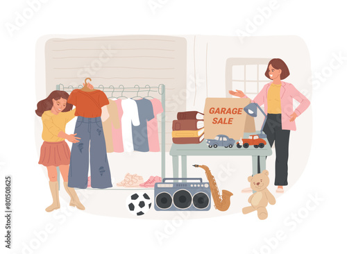 Garage sale isolated concept vector illustration.