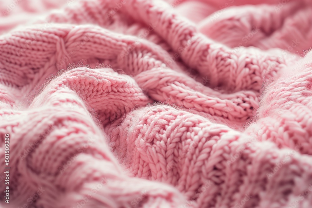 A close up of a pink knit sweater with a fuzzy texture A close up of a pink knit sweater with a fuzzy texture