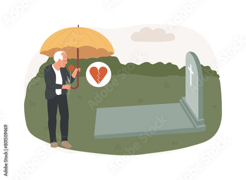 Widowed person isolated concept vector illustration.