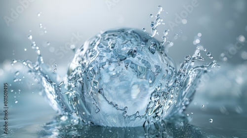 Water sphere splash. Generative AI