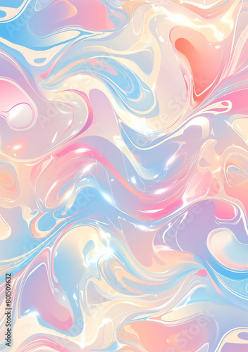 Metallic foil liquid swirl pattern background in pastel tones
