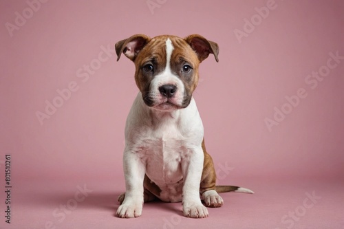 American Staffordshire Terrier puppy looking at camera, copy space. Studio shot. photo