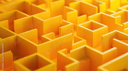 Yellow paper maze. Generative AI