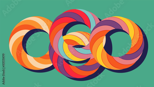 A set of textured fidget rings perfect for twisting and turning between your fingers to reduce anxiety and promote focus.. Vector illustration