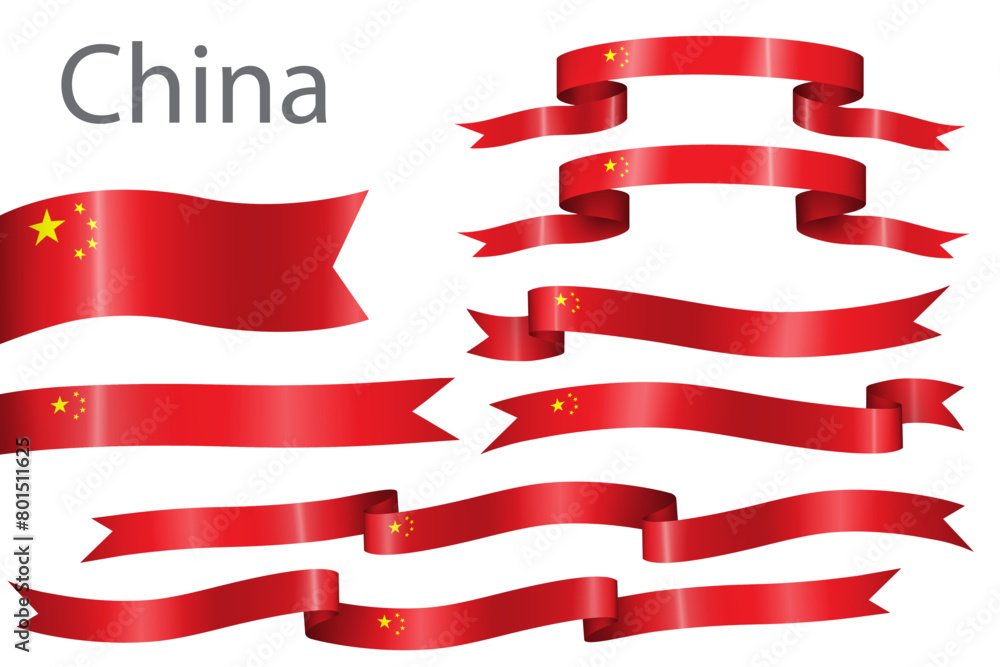 set of flag ribbon with colors of China for independence day celebration decoration