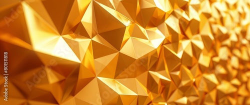 A wall of gold triangles in the lowpoly style, cinematic.