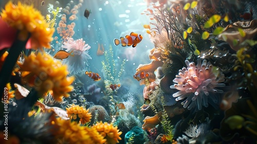 Vibrant Underwater Wonderland of Diverse Marine Life and Captivating Coral Reef Formations