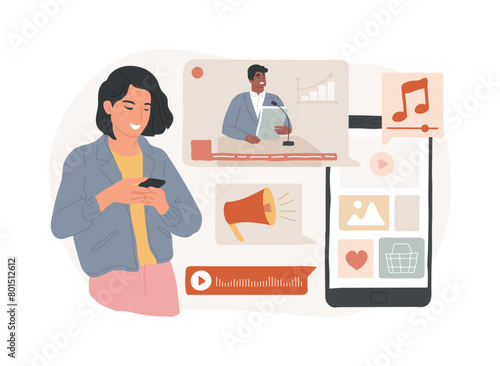 Mobile content isolated concept vector illustration.