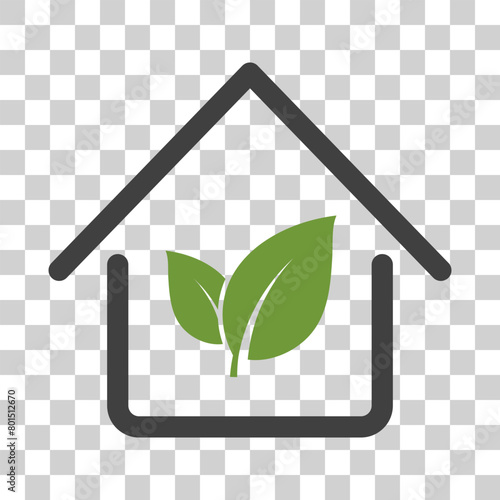 eco house icon on white background.