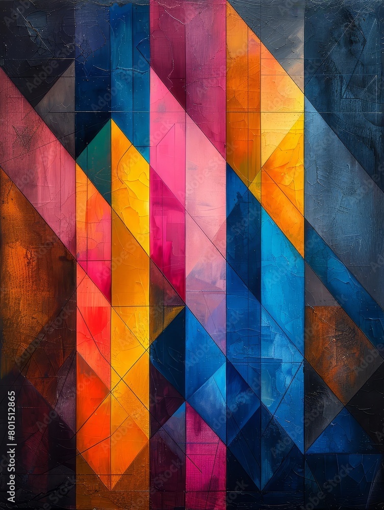 An abstract painting with a geometric pattern An abstract painting with a geometric pattern