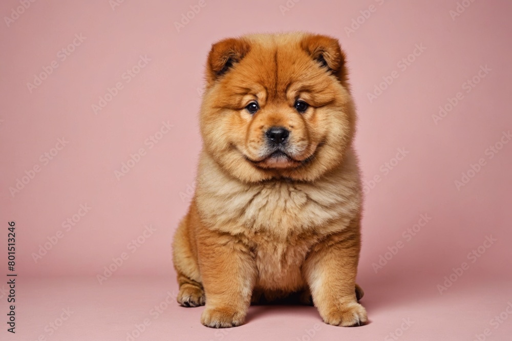 Chow Chow puppy looking at camera, copy space. Studio shot.