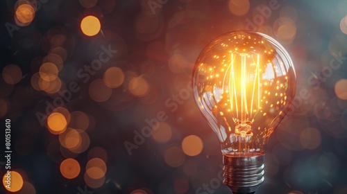 A captivating close-up image of a glowing light bulb, illuminating with a soft light.