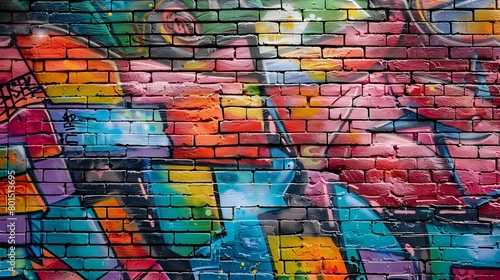 Graffiti on Brick Wall Urban Artistic Expression - Street Art Background