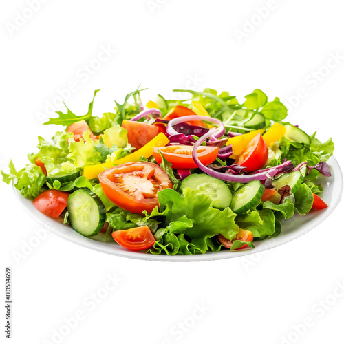 Healthy fruit and vegetable salad Clean food to lose weight Mixed vegetables and fruits on a plate.