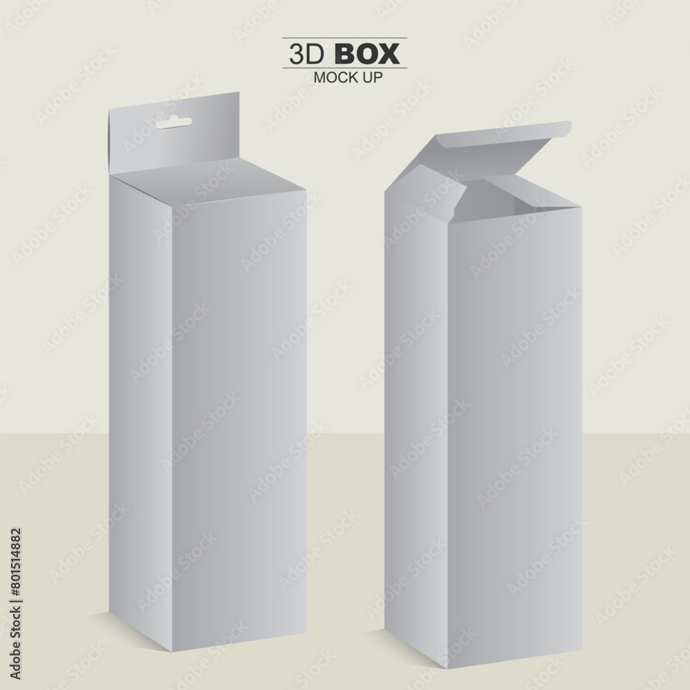 Hanging and Normal Packaging Box Mockup - White Product Package Box Illustration Isolated On Background. Vector illustration Hanging and Normal Packaging Box Mockup - White Product Package Box Illustration Isolated On Background. Vector illustration