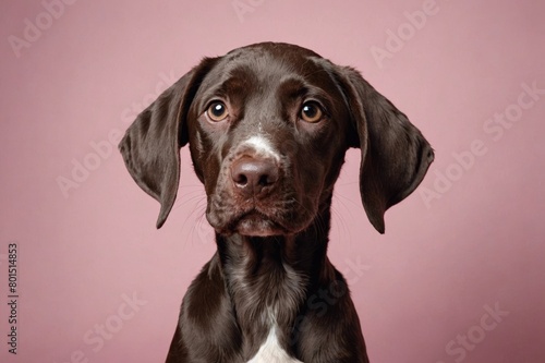 German Shorthaired Pointer puppy looking at camera, copy space. Studio shot. © ThomasLENNE