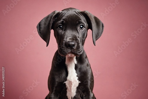 Great Dane puppy looking at camera, copy space. Studio shot.