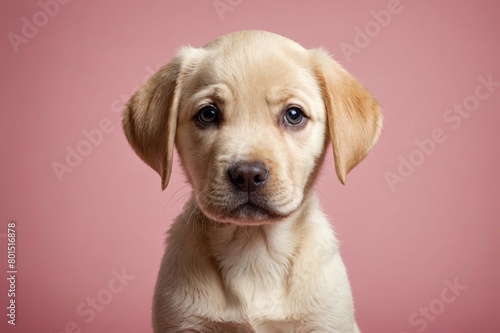 Labrador Retriever puppy looking at camera, copy space. Studio shot. © ThomasLENNE