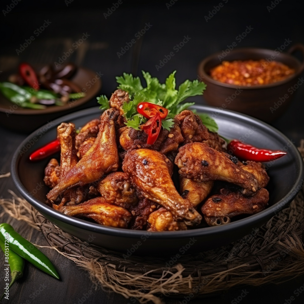 Fried Chicken Wing with Thai Herbs Dried Chili