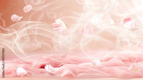   A pink background teems with white butterflies flitting above pink linens and ruffled bedspread