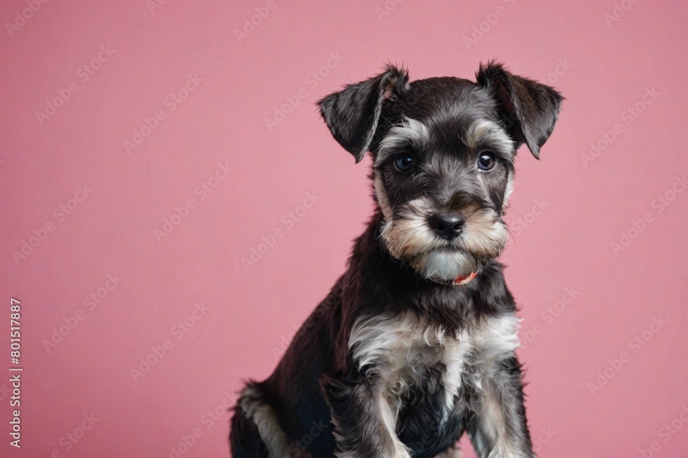 Miniature Schnauzer puppy looking at camera, copy space. Studio shot. Miniature Schnauzer puppy looking at camera, copy space. Studio shot.