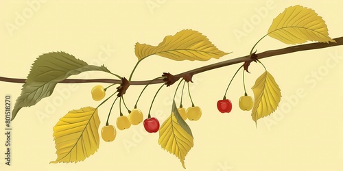 background picture with berries, a simple image of berry bushes, raspberries, strawberries and cherries