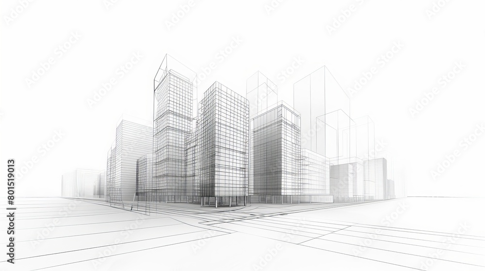 An abstract 3D vector illustration of an office building construction, embodying the concept of a modern city with its innovative structure and contemporary design elements.

