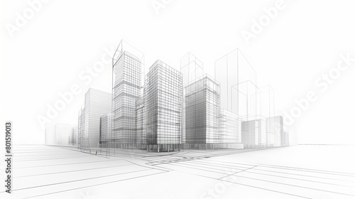 An abstract 3D vector illustration of an office building construction, embodying the concept of a modern city with its innovative structure and contemporary design elements.