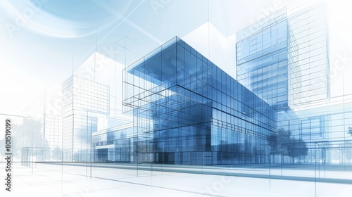 An abstract 3D vector illustration of an office building construction  embodying the concept of a modern city with its innovative structure and contemporary design elements.  