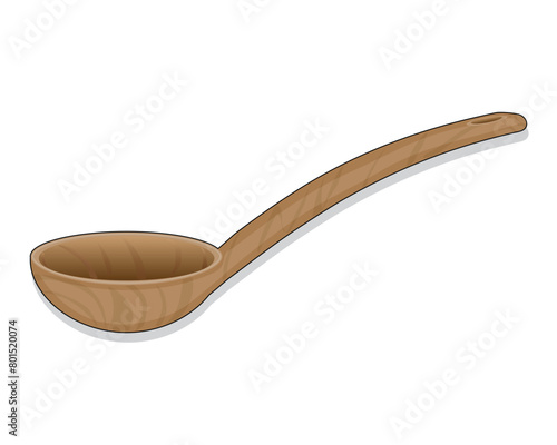 vector design of a cooking spoon or soup spoon made of wood