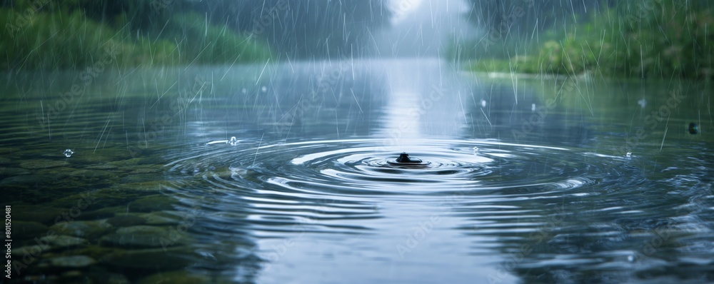 Rippling puddle with raindrops falling Rippling puddle with raindrops falling