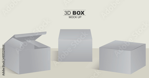 Boxes mockups, open and closed boxes vector illustration Product Package Box