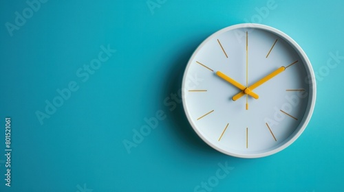 Wallpaper Mural A simple white wall clock featuring a bright yellow second hand, mounted on a plain wall, providing a clear view of the time.

 Torontodigital.ca