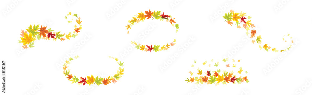 Autumn Leaf and Foliage Nature Curled Element Vector Set Autumn Leaf and Foliage Nature Curled Element Vector Set