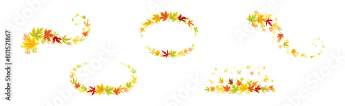 Autumn Leaf and Foliage Nature Curled Element Vector Set